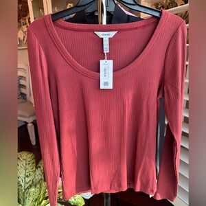 Spanx Ribbed Scoop Neck Top - Red